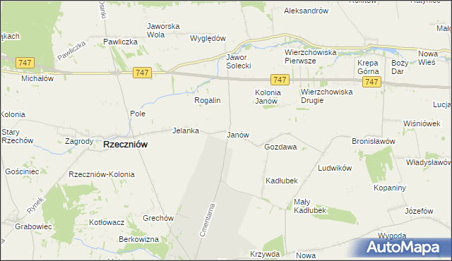 mapa Janów gmina Sienno, Janów gmina Sienno na mapie Targeo