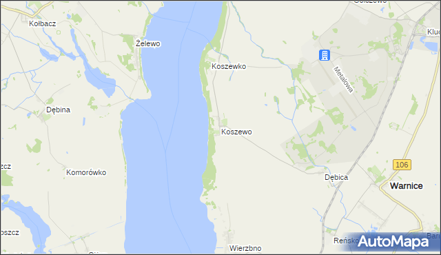 mapa Koszewo gmina Stargard, Koszewo gmina Stargard na mapie Targeo