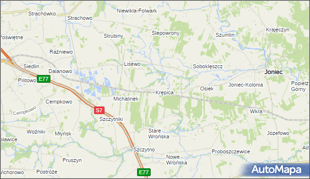 mapa Krępica gmina Płońsk, Krępica gmina Płońsk na mapie Targeo
