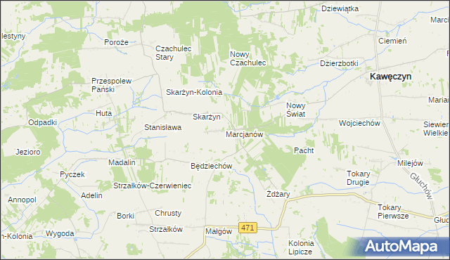 mapa Marcjanów gmina Kawęczyn, Marcjanów gmina Kawęczyn na mapie Targeo