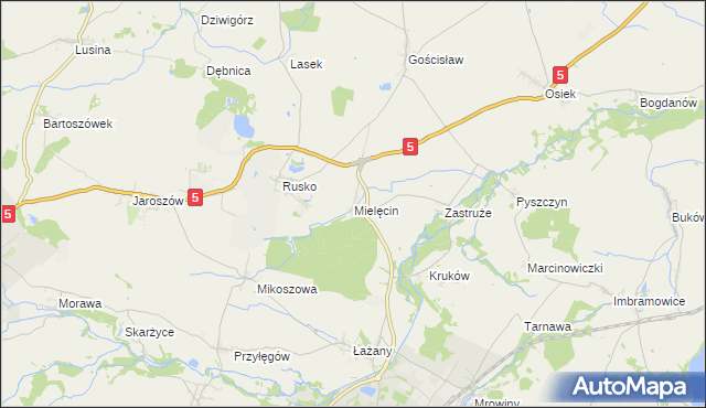 mapa Mielęcin gmina Żarów, Mielęcin gmina Żarów na mapie Targeo