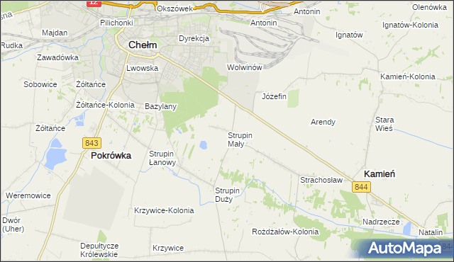 mapa Strupin Mały, Strupin Mały na mapie Targeo