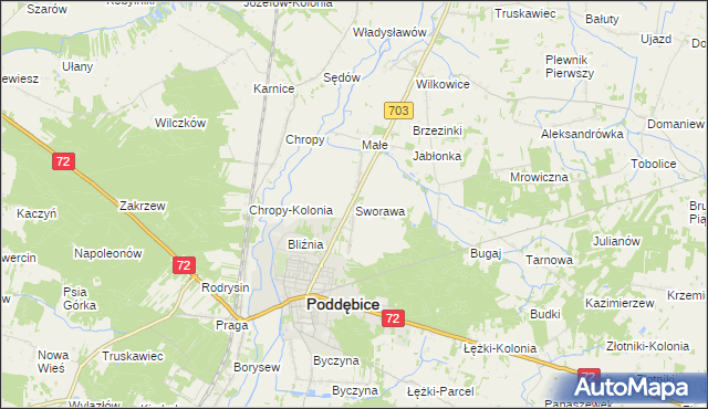 mapa Sworawa, Sworawa na mapie Targeo