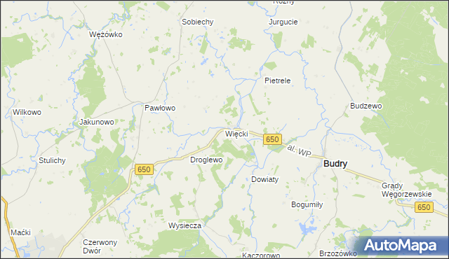 mapa Więcki gmina Budry, Więcki gmina Budry na mapie Targeo