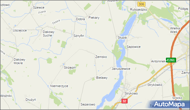 mapa Zemsko gmina Granowo, Zemsko gmina Granowo na mapie Targeo