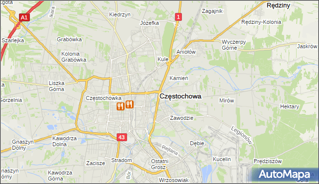 mapa Częstochowy, Częstochowa na mapie Targeo