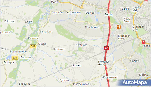 mapa Krzeptów, Krzeptów na mapie Targeo