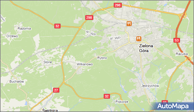 mapa Rybno gmina Świdnica, Rybno gmina Świdnica na mapie Targeo