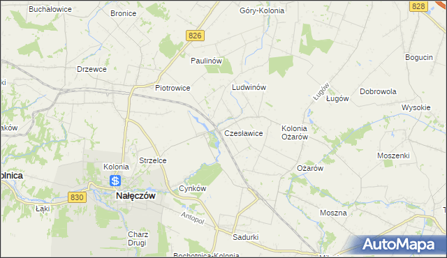 mapa Czesławice gmina Nałęczów, Czesławice gmina Nałęczów na mapie Targeo