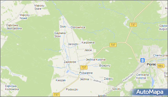 mapa Jaśce, Jaśce na mapie Targeo