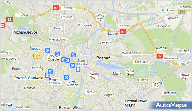 mapa Poznania, Poznań na mapie Targeo
