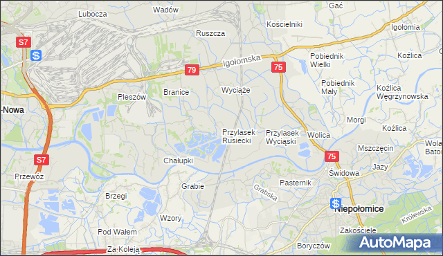mapa Przylasek Rusiecki, Przylasek Rusiecki na mapie Targeo