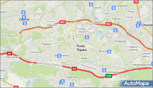 mapa Rudy Śląskiej, Ruda Śląska na mapie Targeo