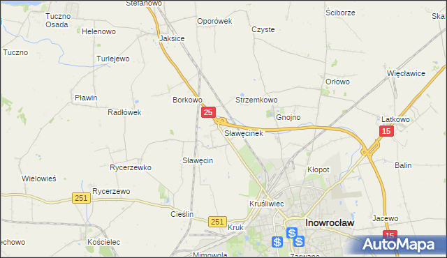 mapa Sławęcinek gmina Inowrocław, Sławęcinek gmina Inowrocław na mapie Targeo