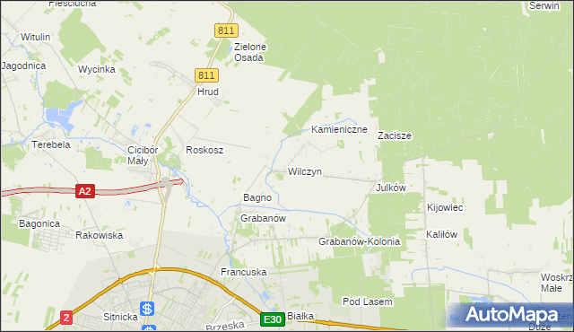 mapa Wilczyn gmina Biała Podlaska, Wilczyn gmina Biała Podlaska na mapie Targeo