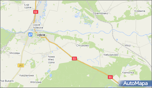 mapa Chrustowo gmina Ujście, Chrustowo gmina Ujście na mapie Targeo