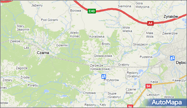 mapa Głowaczowa, Głowaczowa na mapie Targeo