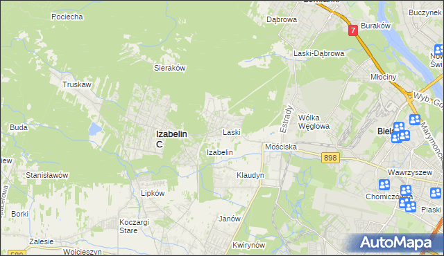mapa Laski gmina Izabelin, Laski gmina Izabelin na mapie Targeo