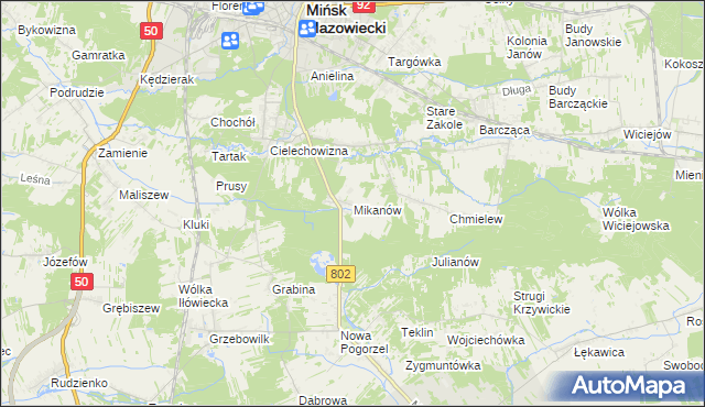 mapa Mikanów, Mikanów na mapie Targeo