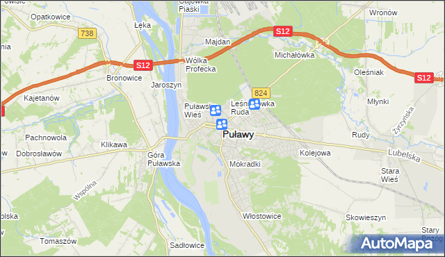 mapa Puław, Puławy na mapie Targeo