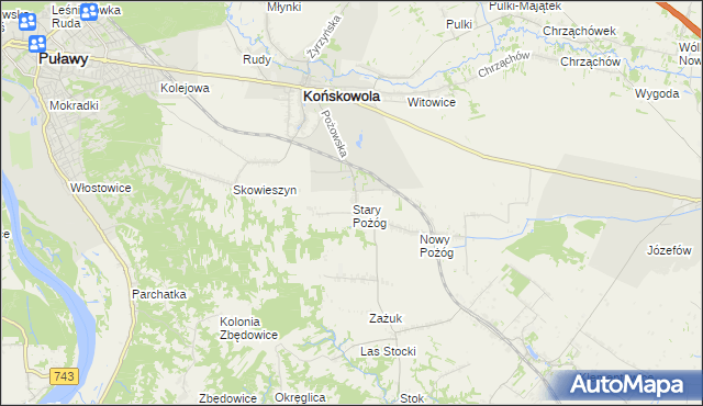 mapa Stary Pożóg, Stary Pożóg na mapie Targeo