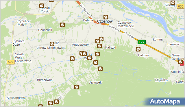 mapa Adamówek gmina Czosnów, Adamówek gmina Czosnów na mapie Targeo