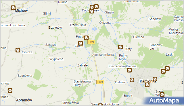 mapa Aleksandrówka gmina Michów, Aleksandrówka gmina Michów na mapie Targeo
