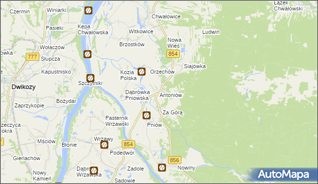 mapa Antoniów gmina Radomyśl nad Sanem, Antoniów gmina Radomyśl nad Sanem na mapie Targeo