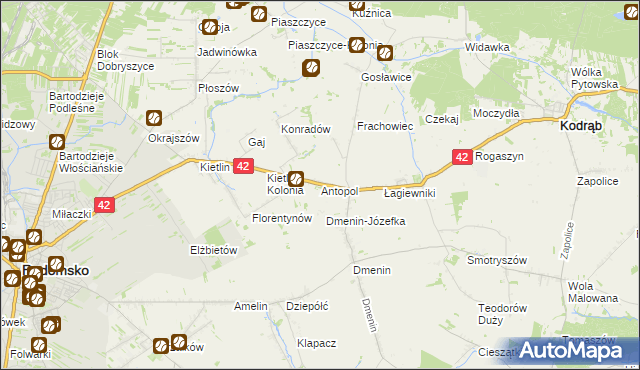 mapa Antopol gmina Kodrąb, Antopol gmina Kodrąb na mapie Targeo