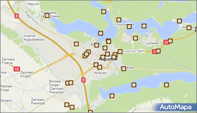mapa Augustów, Augustów na mapie Targeo