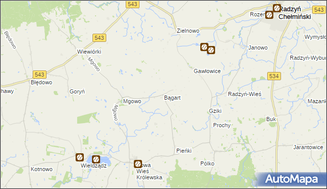 mapa Bągart gmina Płużnica, Bągart gmina Płużnica na mapie Targeo