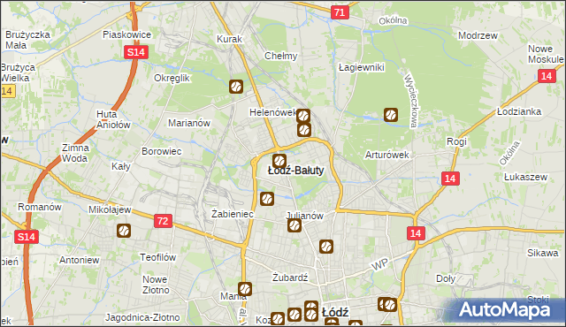 mapa Bałuty gmina Łódź, Bałuty gmina Łódź na mapie Targeo