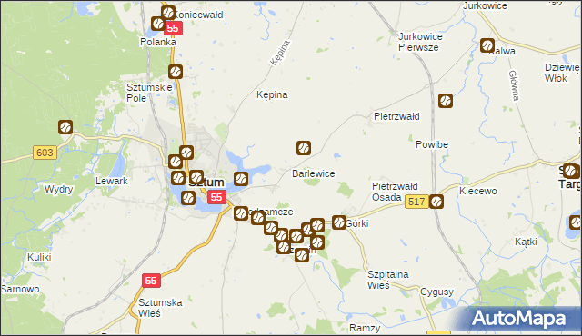 mapa Barlewice, Barlewice na mapie Targeo