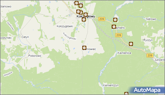 mapa Barnowiec gmina Kołczygłowy, Barnowiec gmina Kołczygłowy na mapie Targeo