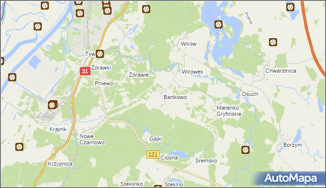 mapa Bartkowo, Bartkowo na mapie Targeo