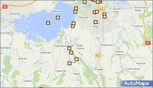 mapa Biała Nyska, Biała Nyska na mapie Targeo