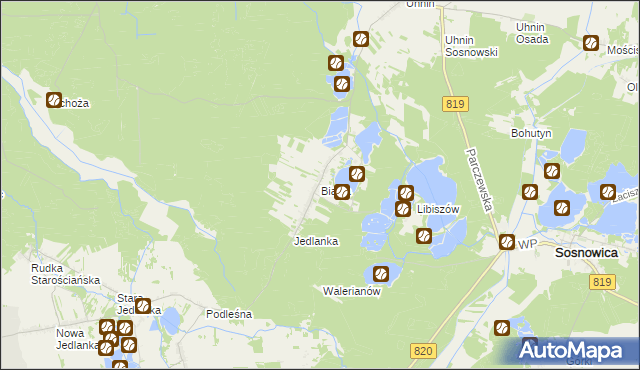 mapa Białka gmina Dębowa Kłoda, Białka gmina Dębowa Kłoda na mapie Targeo