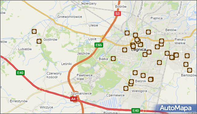 mapa Białka gmina Krotoszyce, Białka gmina Krotoszyce na mapie Targeo