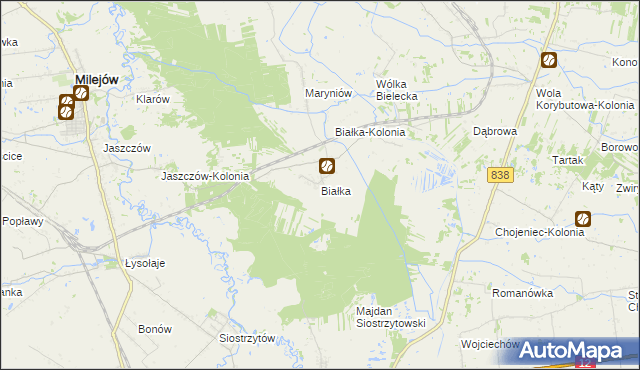 mapa Białka gmina Milejów, Białka gmina Milejów na mapie Targeo