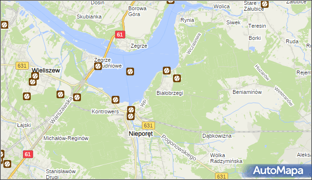 mapa Białobrzegi gmina Nieporęt, Białobrzegi gmina Nieporęt na mapie Targeo