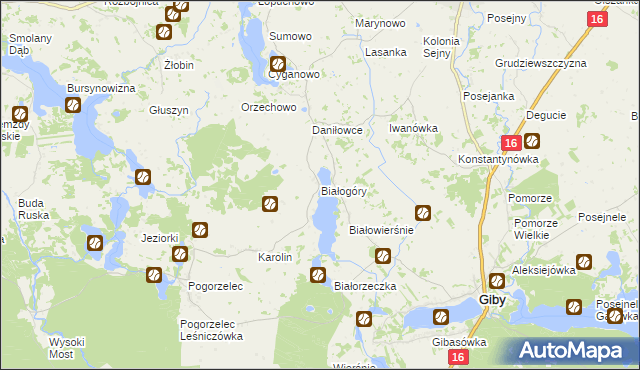 mapa Białogóry, Białogóry na mapie Targeo