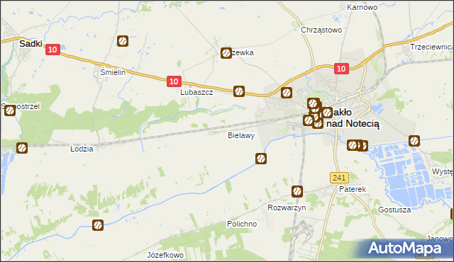 mapa Bielawy gmina Nakło nad Notecią, Bielawy gmina Nakło nad Notecią na mapie Targeo