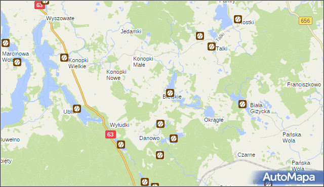 mapa Bielskie, Bielskie na mapie Targeo