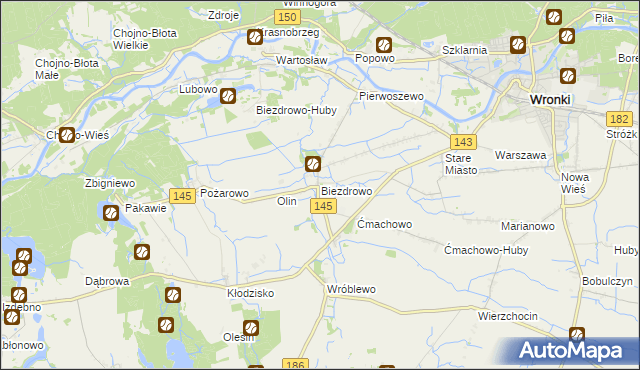 mapa Biezdrowo, Biezdrowo na mapie Targeo