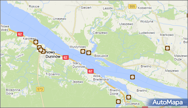 mapa Biskupice gmina Brudzeń Duży, Biskupice gmina Brudzeń Duży na mapie Targeo