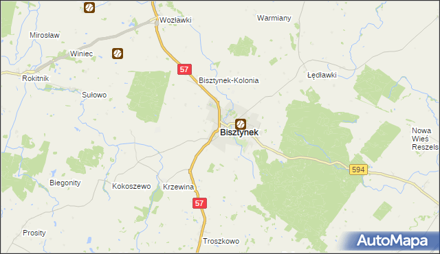 mapa Bisztynek, Bisztynek na mapie Targeo