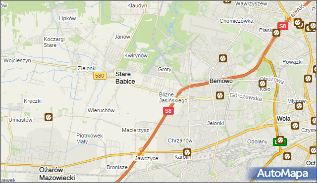 mapa Blizne Jasińskiego, Blizne Jasińskiego na mapie Targeo