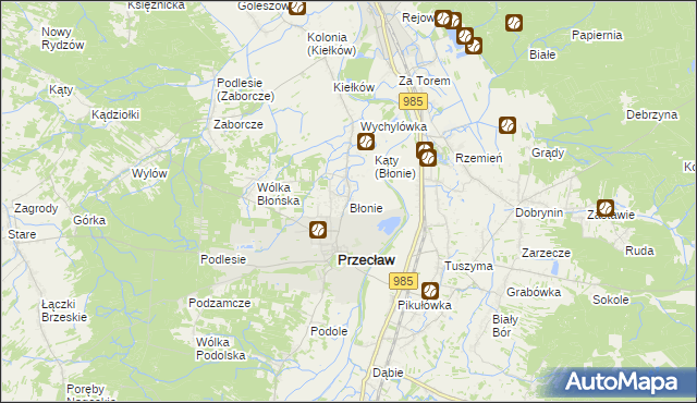 mapa Błonie gmina Przecław, Błonie gmina Przecław na mapie Targeo