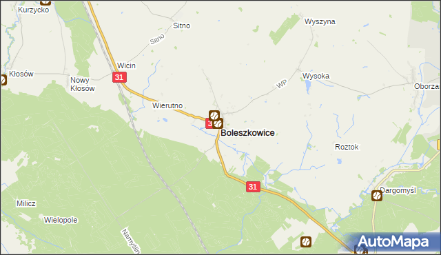 mapa Boleszkowice powiat myśliborski, Boleszkowice powiat myśliborski na mapie Targeo