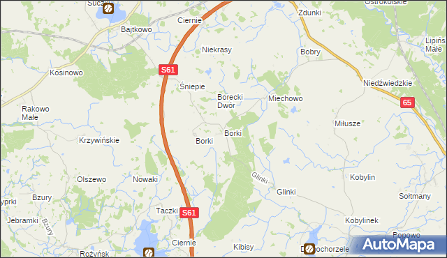 mapa Borki gmina Ełk, Borki gmina Ełk na mapie Targeo